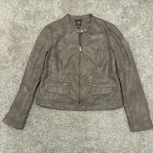 Vince Camuto Faux Leather Moto Jacket | Taupe | Women's M